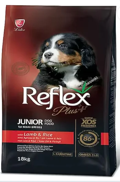 Reflex Plus Junior Kuzu Etli ve Pirinçli 18 kg Büyük Irk Yavru Köpek Maması ürün görseli 1