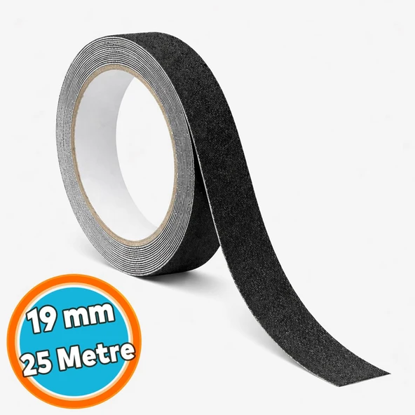 Yer Kaydırmaz Bant 19 mm x 25 m Kore Üretimi Yüksek Yapışma Güçlü Yapışkanlı Güvenlik Merdiven Bandı ürün görseli 1