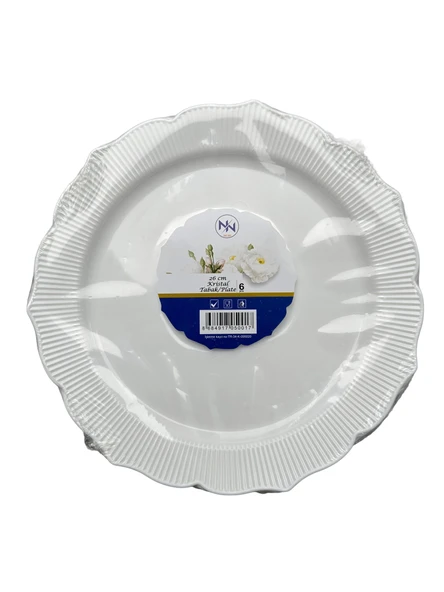 Kullan At Parti Plastik Sert Mika Tabak - 26 Cm. - Beyaz - 6 Adetlik Paket ürün görseli 1