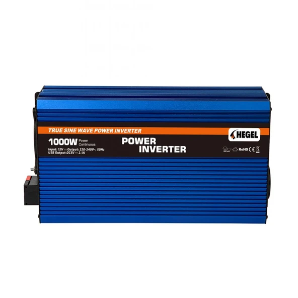 HEGEL - 1000 WATT 12 VOLT TAM SİNÜS İNVERTER - 12V 1000 W KARAVAN ,BAĞ EVİ ,KONTEYNIR ,YAT İNVERTÖR ürün görseli 1