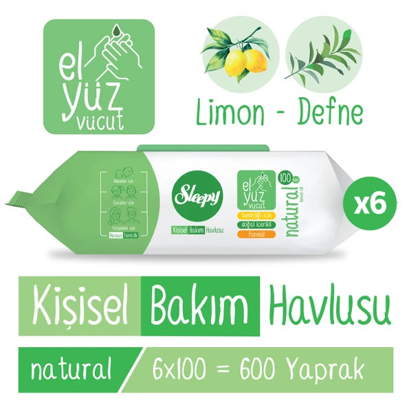 Sleepy Natural Kişisel Bakım Havlusu 6x100 (600 Yaprak) ürün görseli 1