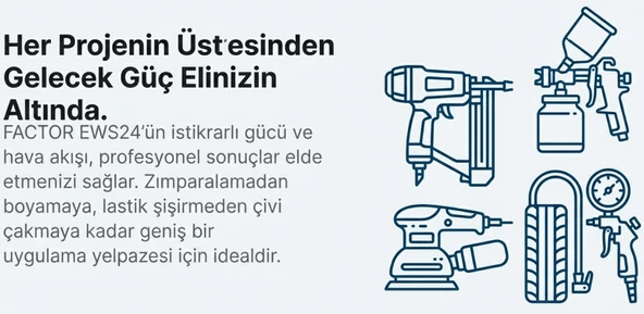 Factor Hava Komprasörü 24 LT Sessiz EWS24 - Resim 6