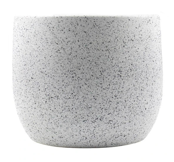 Bitki Tasarımı  Beyaz Granit Toprak Saksı Saksılık Salon Çiçeklik - 19 CM ürün görseli 1