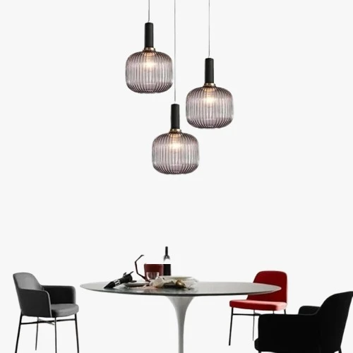 Rsylight Retro Metal  Siyah Füme Opal Camlı 3 Lü Dekoratif Sarkıt ürün görseli 1