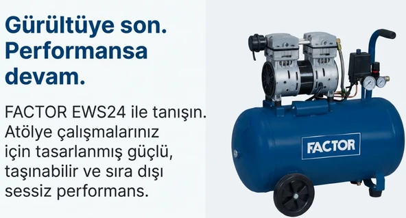 Factor Hava Komprasörü 24 LT Sessiz EWS24 - Resim 2