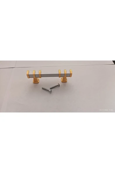 YÖRÜK 1 AD. 64 MM (6,4 CM) BEYAZ-ALTIN Modern Lüks Mobilya Dolap Çekmece Kulpları 64 Mm ürün görseli 1