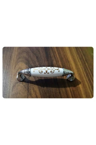 10 Adet 128 Mm Krom Beyaz Altın Porselen Görünümlü Kulp Ve Vidalar Dahil ürün görseli 1