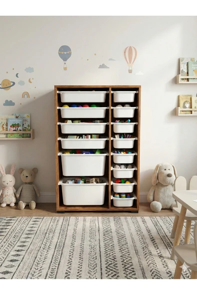 decosense 14 Çekmeceli Çok Amaçlı Oyuncak Dolabı ve Saklama Ünitesi  Çocuk Odası Düzenleyici ETİKET HEDİYELİ OD 114AC ürün görseli 1