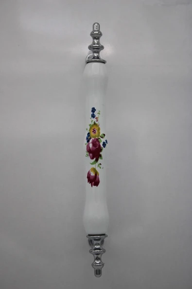 Şeyma 128mm 103 Çiçekli Desen Krom Orijinal Porselen Mobilya Kulp ürün görseli 1