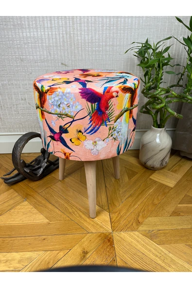 decosense Papağan Desenli Modern Puf Bench Oturak Tabure koltuk ürün görseli 1