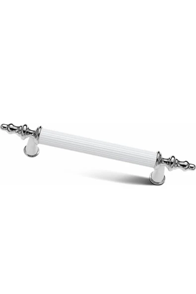 Inci Kombin Lüks Modern Dolap Çekmece Kulpları (2 Adet ) 96 Mm Krom Beyaz ürün görseli 1