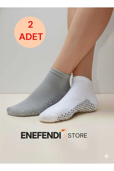 2 Çift Kaydırmaz Unisex Yoga, Pilates, Tavaf Çorabı | Spor Patik Çorap Beyaz|Gri 36-40 ürün görseli 1