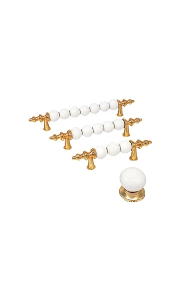 Porselen Görünümlü Misket Kulp 128mm ( 2 Adet ) Beyaz Sarı ürün görseli 1