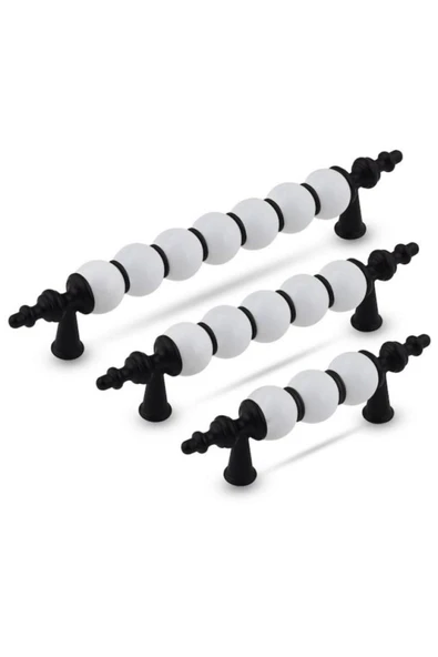 Polimer Boncuk Lüks Modern Dolap Çekmece Kulpları (2 Adet ) 160 Mm Siyah Boncuk ürün görseli 1
