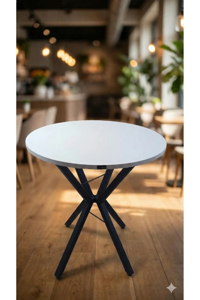 decosense 70 Cm Siyah Metal Ayak 2-3 Kişilik Yuvarlak Masa Mutfak Masası Balkon Masası Kafe Masası Ofis Masası BEYAZ ürün görseli 1