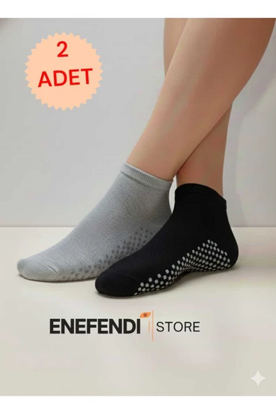 2 Çift Kaydırmaz Unisex Yoga, Pilates, Tavaf Çorabı | Spor Patik Çorap |Siyah |Gri 36-40 ürün görseli 1