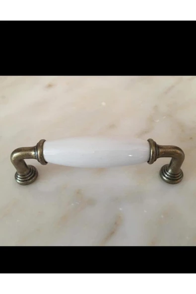 POLİMER Düz Beyaz 96mm Lüks Kulp Antik Sarı ürün görseli 1