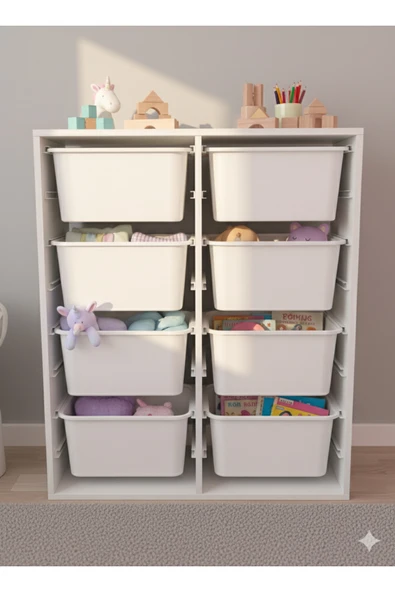 decosense 8 Çekmeceli Çok Amaçlı Oyuncak Dolabı ve Saklama Ünitesi  Çocuk Odası Düzenleyici ETİKET HEDİYELİ OD 208 ürün görseli 1