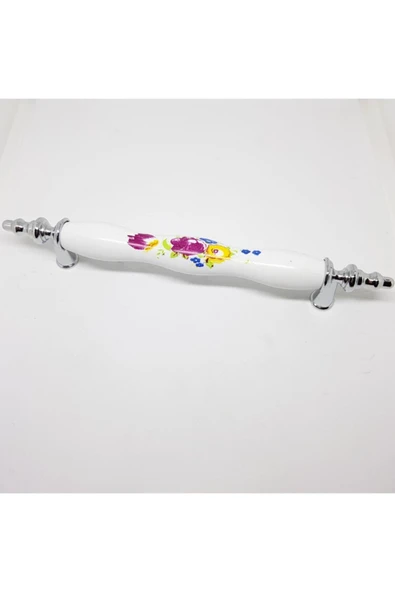 Öyküm Krom Çiçek Desenli Polimer Kulp 128mm (5adet) ürün görseli 1