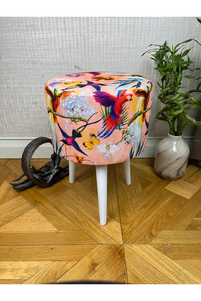 decosense Papağan Desenli Modern Puf Bench Oturak Tabure koltuk ürün görseli 1