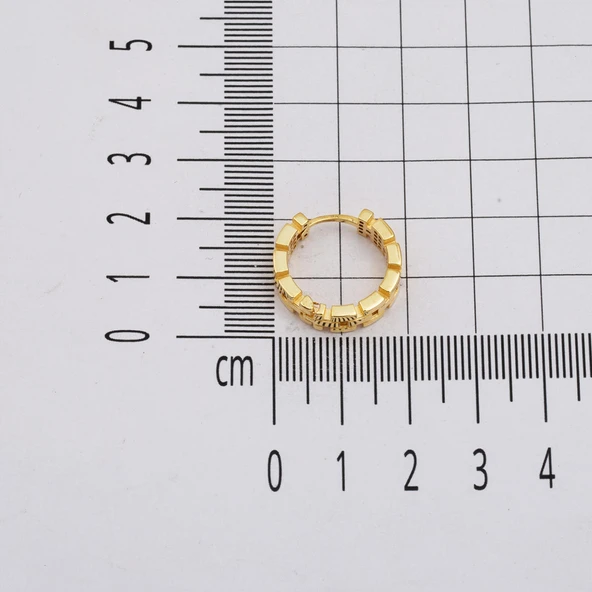 Rolex Tasarım Halka Altın Küpe - Resim 6