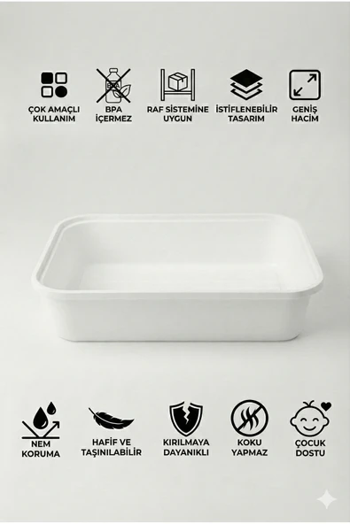 decosense Çok Amaçlı Dolap İçi Düzenleyici Organizer  Banyo Mutfak ve Oyuncak Saklama Kutusu (40x30x10 cm) ORTA BOY  KUTU ürün görseli 1