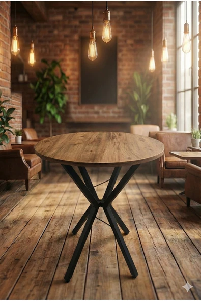 decosense 70 Cm Siyah Metal Ayak 2-3 Kişilik Yuvarlak Masa Mutfak Masası Balkon Masası Kafe Masası Ofis Masası ATLANTİK ÇAM ürün görseli 1