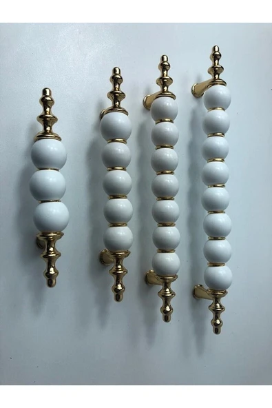Misket Porselen Görünümlü Kulp Altın-beyaz 96 Mm Mobilya Kulpları ürün görseli 1