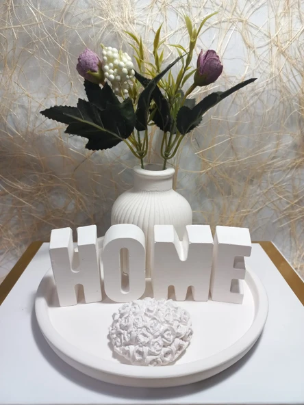 HOME Yazılı Vazolu Set-Tabak,Vazo,Kalp Obje ve Harfler ürün görseli 1