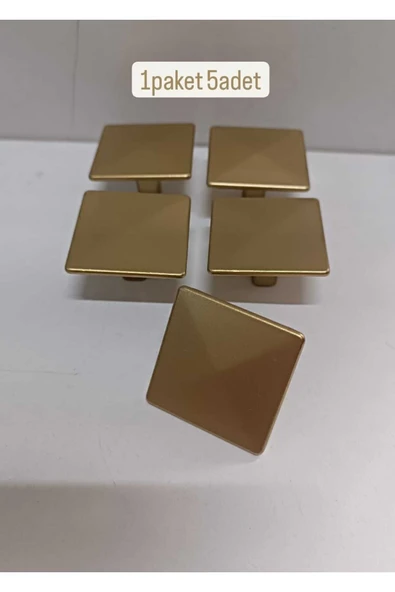 MAT ALTIN KARE DÜĞME MOBİLYA KAPAK ÇEKMECE BANYO KULPU METAL (1 PAKET 5 ADETTİR) ürün görseli 1