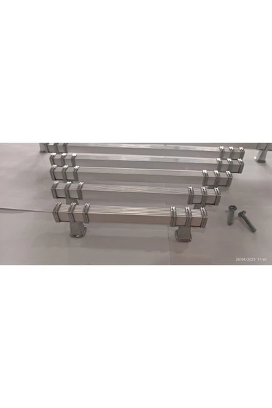 YÖRÜK 224 MM BEYAZ-KROM Lüks Modern Çekmece Dolap Vestiyer Mobilya Kulpları ürün görseli 1