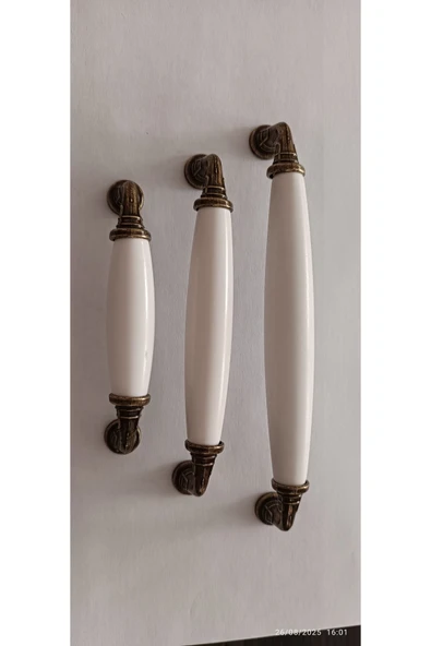 SEÇİL 96 128 160 MM Antik Sarı Lüks Modern Çekmece Dolap Vestiyer Mobilya Kulpları BEYAZ ürün görseli 1