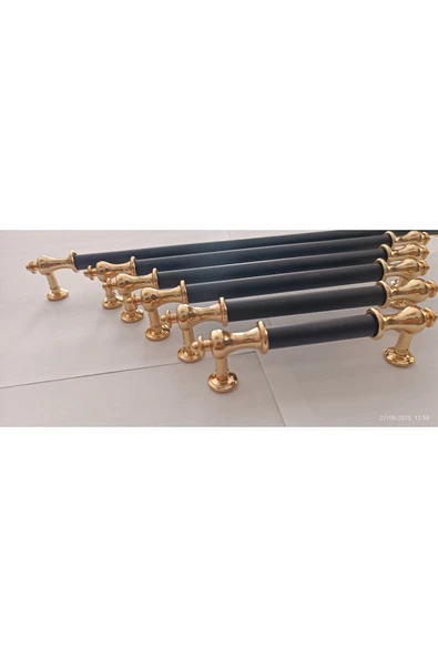 KUZEY Roma 96 MM SİYAH-ALTIN Lüks Modern Çekmece Dolap Vestiyer Mobilya Kulpları ürün görseli 1