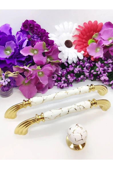 160 Mm Altın-gold Lüks Porselen Kulp Özel Desenli Mutfak Vestiyer Dolap Çekmece Kulbu ürün görseli 1