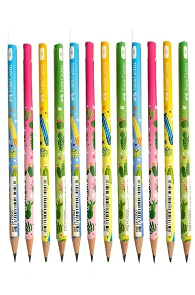 Kaktüs Yuvarlak Kurşun Kalem 12 Adet 1 Paket Faber Kurşun Kalem 2B Siyah Kurşun Kalem Kaktüs Desenli ürün görseli 1