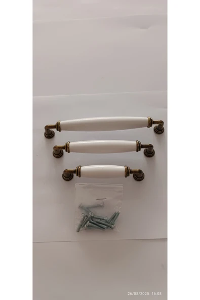 5 ADET EFE 96 128 160 MM Antik Sarı Lüks Modern Çekmece Dolap Vestiyer Mobilya Kulpları BEYAZ ürün görseli 1