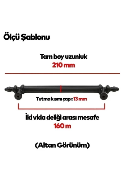 Siyah Kulp 160 Mm Sert Polimer Kulp MOBİLYA MUTFAK BANYO - Resim 3