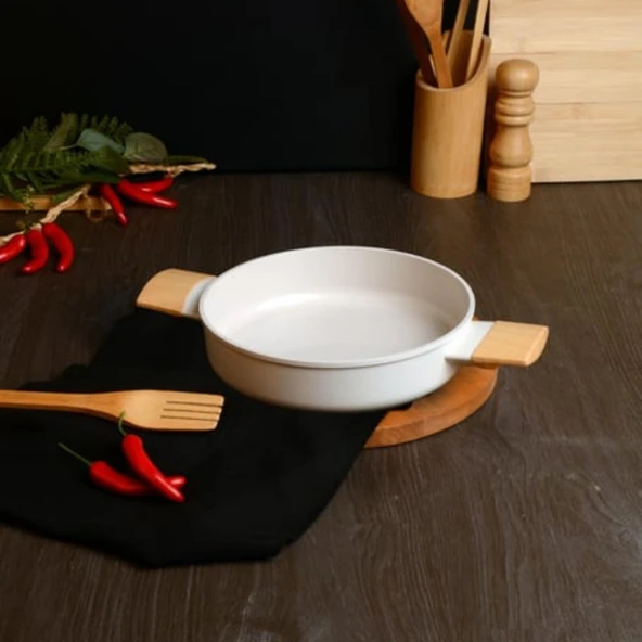 BELARIVA 22 CM BEYAZ AHSAP SAPLI SAHAN ürün görseli 1