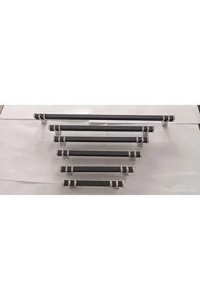 YÖRÜK 320 MM SİYAH-KROM Lüks Modern Çekmece Dolap Vestiyer Mobilya Kulpları ürün görseli 1
