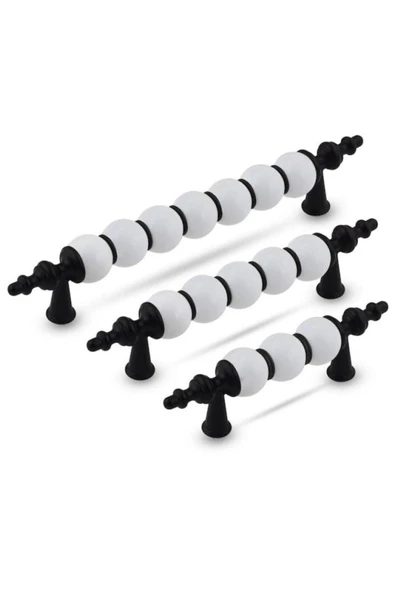 Polimer Boncuk Lüks Modern Dolap Çekmece Kulpları (128 Mm ) Siyah Boncuk ürün görseli 1