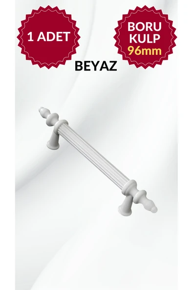 96 Mm Beyaz Plastik Mobilya Dolap Çekmece Boru Kulp – Şık Ve Dayanıklı Tasarım ürün görseli 1