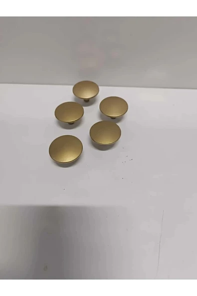 Mantar Mat Altın Metal Mobilya Kapak Çekmece Mutfak Düğme Kulpu (ÇAP 35MM) ürün görseli 1