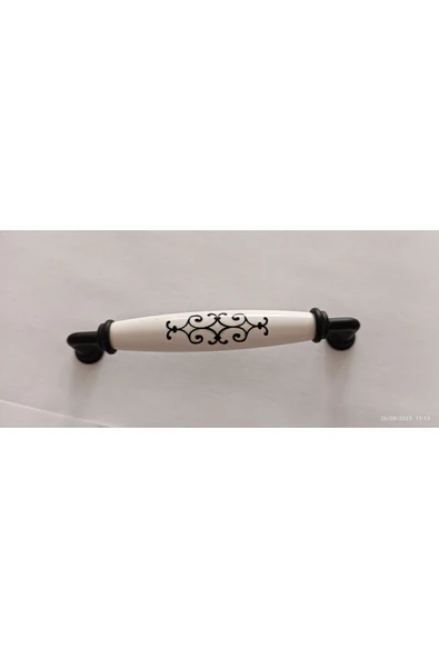 128 MM DOLAP KULP EFE SİYAH METAL AYAKLI BEYAZ LÜX POLİMER SİYAH DESENLİ MUTFAK BANYO ürün görseli 1