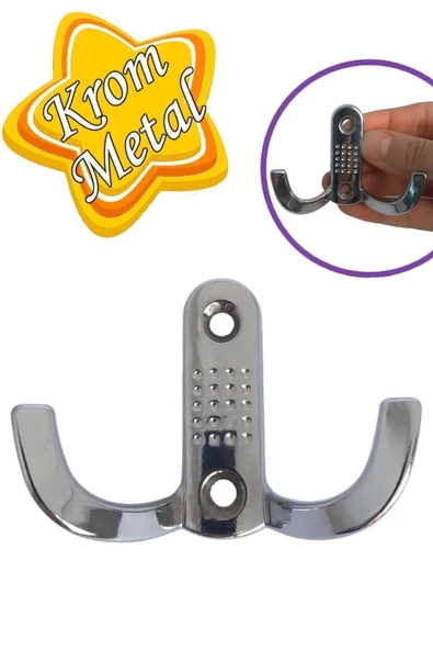 Klasik Noktalı Askı Krom Portmanto Askı Vestiyer Duvar Askısı Metal Dolap Elbise Askılığı ürün görseli 1