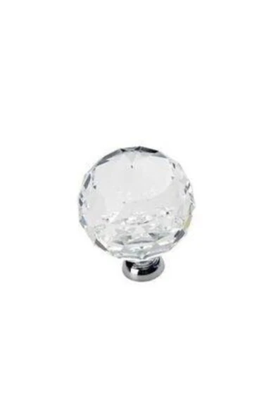 Küre Düğme 30 Mm Krom- Şeffaf Kristal Kulp ürün görseli 1