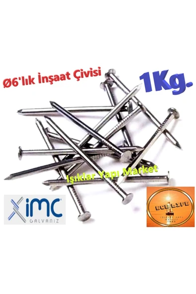 6'lık İnşaat Çivisi -1 Kg -Genel Amaçlı İnşaat, Tahta ve Ahşap Çivisi ürün görseli 1