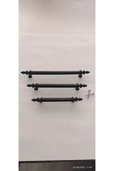 SERT POLİMER 128 MM SİYAH BORU KULP MUTFAK DOLAP - Resim 2