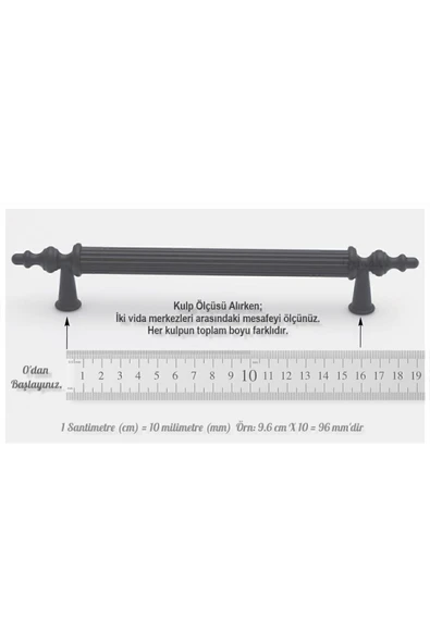EFSUN METAL KULP SİYAH 192MM 1 ADET KULP DOLAP KULP MOBİLYA KULP - Resim 2