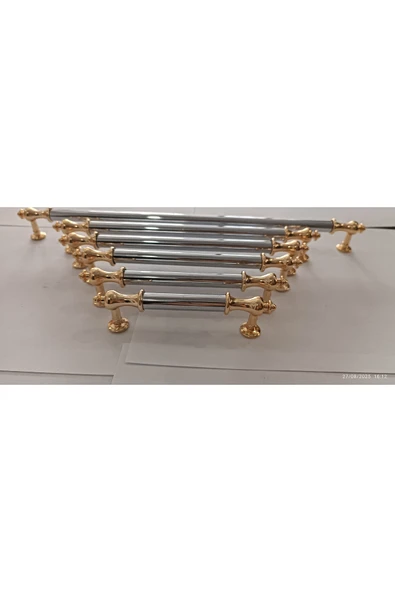 Roma KUZEY 128 MM KROM-ALTIN Lüks Modern Çekmece Dolap Vestiyer Mobilya Kulpları ürün görseli 1