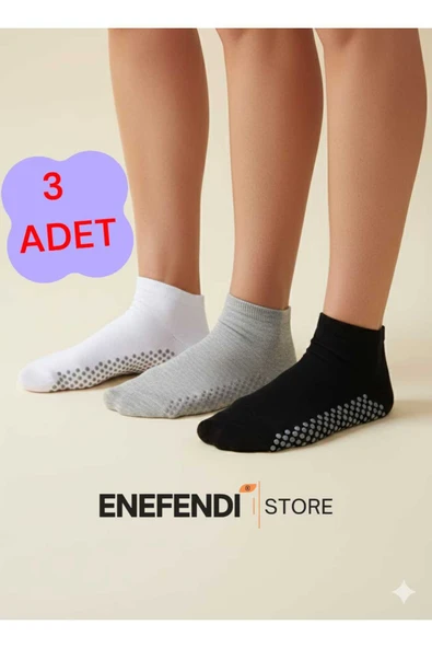 3 Çift Kaydırmaz Unisex Yoga, Pilates, Tavaf Çorabı | Spor Patik Çorap Beyaz|Gri |Siyah |36-40 ürün görseli 1